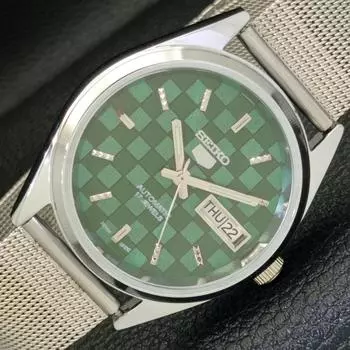 REFURBISHED SEIKO 5 AUTOMATIC MENS WATCH JAPAN MADE GREEN DIAL CUSTOM a440069-2 QV90-a440069
