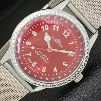 REFURBISHED SWISS MENS HAND-WINDING RED COLOR DIAL WATCH a431700-2 R108-a431700