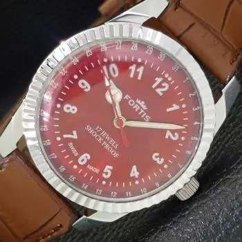REFURBISHED SWISS MENS MECHANICAL HAND-WINDING RED DIAL WATCH a430219-2 R102-a430219