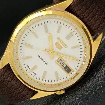 ВОССТАНОВЛЕННЫЕ ВИНТАЖНЫЕ SEIKO 5 AUTO 6309A ЯПОНИЯ МУЖСКИЕ ЧАСЫ С БЕЛЫМ ЦИФЕРБЛАТОМ a425909-2 RL620a-a425909