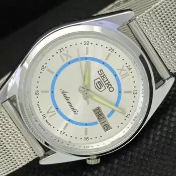 REFURBISHED VINTAGE SEIKO 5 AUTO 7009A JAPAN MENS SILVER WATCH 593a-a311224-9 SKU593a-a311224