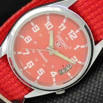 REFURBISHED VINTAGE SEIKO 5 AUTO 7009A JAPAN MENS DATE PEACH WATCH 598-a313008-9 SKU598-a313008