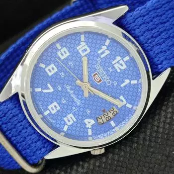 REFURBISHED VINTAGE SEIKO 5 AUTO 7019A JAPAN MENS DATE BLUE WATCH 593a-a311204-9 SKU593a-a311204