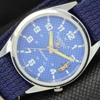 REFURBISHED VINTAGE SEIKO 5 AUTOMATIC 7009A JAPAN MENS BLUE WATCH 598-a313020-9 SKU598-a313020