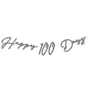 regalo 100 дней празднование письмо баннер гирлянда украшение СЧАСТЛИВЫЕ 100 ДНЕЙ Курсивный день рождения Фото Годовщина (Серый поток)