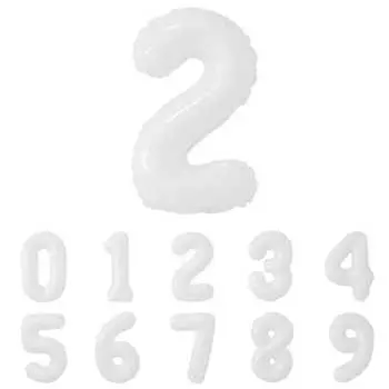 regalo Balloon Number White Number Natural Simple Balloon White Decoration Anniversary (White 2)