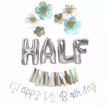 regalo Половина комплекта украшений на день рождения Украшение для мальчика Небесно-голубое украшение на день рождения Цветочная гирлянда для вечеринки С днем рождения (Содовая)