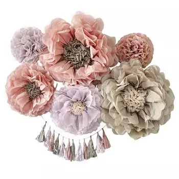 regalo Украшение на день рождения Бумажный веер Набор украшений на день рождения Гирлянда Украшения Праздничный цветок M x Antique (Антиквариат М)