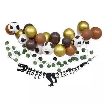 regalo Воздушный шар с динозавром Украшение на день рождения Украшение для мальчиков Гирлянда с динозаврами 1 год 2 года 3 года 4 года Набор воздушных шаров (Золото х Черный)