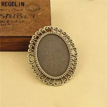 REGELIN Посеребренный сплав антикварный Камея 30*40 мм Овальные кабошоны Оправы 5 шт./лот Фурнитура для ювелирных изделий и компоненты Аксессуары