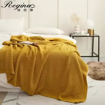 REGINA Walf клетчатое одеяло модное портативное теплое вязаное вафельное одеяло для домашнего декора покрывало стеганое одеяло 130x160cm тёмно-синий