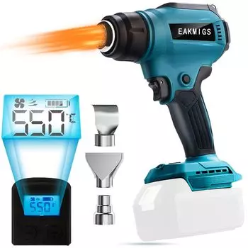 Регулировка температуры теплового ветра на Совместимо с поставляется с 3 усадочными трубками из ПВХ и удаляет Универсальный термофен Зарядное устройство продается отдельно Синий термофен,