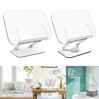 Регулируемая акриловая подставка для книг с возможностью вращения на 360 градусов. Опционально для планшетов, ноутбуков и кулинарных книг. Складной держатель. A