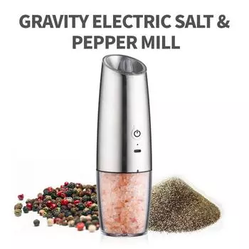 Регулируемая электрическая мельница для перца и соли из нержавеющей стали с зарядкой через USB