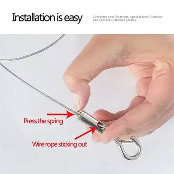 Регулируемая автоматическая система подвешивания на веревке с пружинным крючком из проволочного троса, код подвесного троса из нержавеющей стали 1m