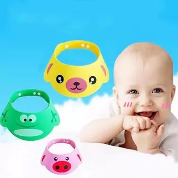 Регулируемая безопасная шапочка для душа для детей, защитная мягкая детская шапочка для мытья головы с шампунем для волос, водонепроницаемая шапочка для предотвращения попадания воды в ухо зелёный