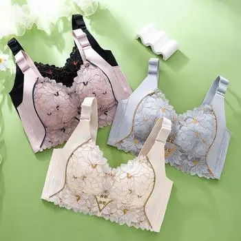 Регулируемая большая грудь показывает маленькую собранную латексную женскую грудь без стального кольца бюстгальтера 34/75 синий