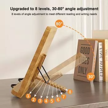 Регулируемая деревянная подставка для чтения, держатель для планшета, складная подставка для чтения кулинарных книг, прочная подставка для книг, легкая подставка для книг