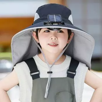 Регулируемая детская шляпа-веер с солнечной батареей и USB-зарядкой, солнцезащитный козырек, кепка с широкими полями для пешего туризма розовый