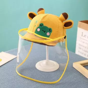Регулируемая детская солнцезащитная шляпа Милая мультяшная детская уличная съемная маска для лица-щиток от капель и пыли жёлтый