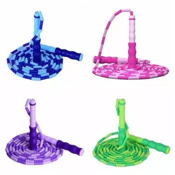 Регулируемая длина сегментированная фитнес-скакалка с надписью мягкая скакалка с бусинами бодибилдинг фиолетовый