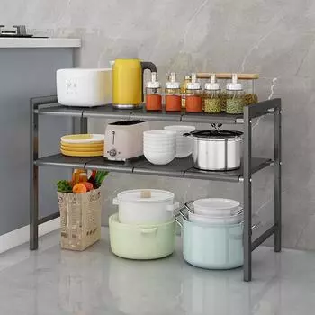 Регулируемая двухслойная полка, напольная стойка, стеллаж для хранения под раковиной, кухонный и бытовой стеллаж для хранения, многофункциональный