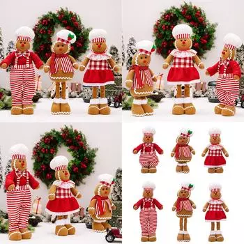 Регулируемая фигурка пряничного человечка с поварским колпаком, удобная растягивающаяся статуэтка человечка из печенья, рождественское украшение A