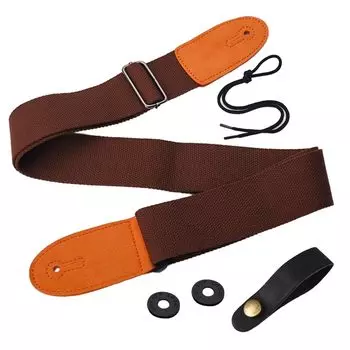 Регулируемая гитара, легко надевается на ремень для электрогитары, 1,2 фиксатора в комплекте [ESJNNK] Ремень, хлопок, установка, гитара/акустическая гитара/бас, прочный, грифовый ободок, коричневый