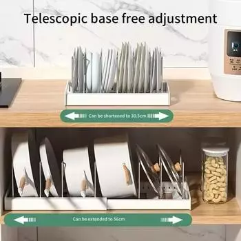 Регулируемая и выдвижная кухонная полка для хранения кастрюль и принадлежностей в шкафах, органайзеры для мисок, кастрюль, сковородок, держатели для полок