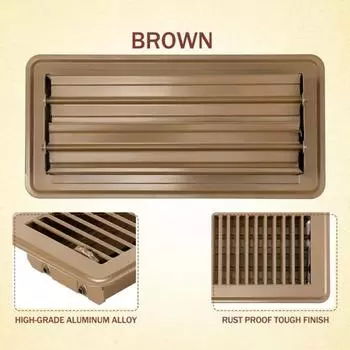 Регулируемая крышка вентиляционного отверстия для пола, ударопрочная, универсальная, простая установка, нержавеющая, вентиляционное отверстие для пола коричневый