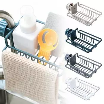 Регулируемая кухонная раковина, губка для хранения, тряпка для мытья посуды, сливная полка, смеситель серый