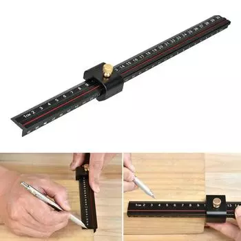 Регулируемая L-образная ограничительная линейка из алюминиевого сплава, инструмент для мастерства, металлический ограничитель, чертилка для точного черчения и измерения B