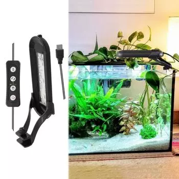 Регулируемая лампа для водных растений из алюминиевого цинкового сплава, для аквариума, светодиодная лампа для аквариума, для дома чёрный