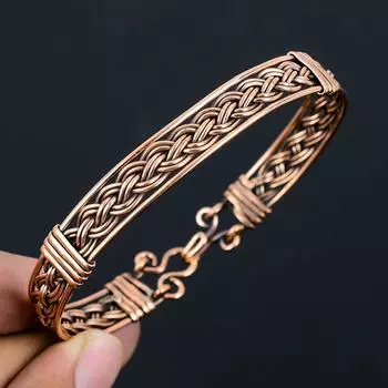 Регулируемая манжета из чистой медной проволоки, обернутая вручную, необычный браслет, подарок для нее Adjustable медный