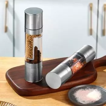 Регулируемая мельница для перца с двумя отсеками и большой горловиной, ручная мельница для перца, бутылка для приправ, кухонные принадлежности A