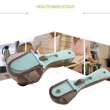 Регулируемая мерная ложка для выпечки Пластиковая мерная ложка Кухонный инструмент Пластиковые весы Мерная ложка Регулируемая мерная ложка One Size белый