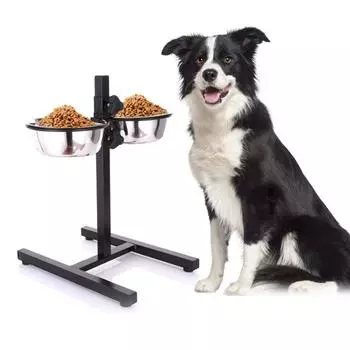 Регулируемая миска для собак из нержавеющей стали, посуда для домашних животных, напольная раковина для четвероногих домашних животных 15*7cm
