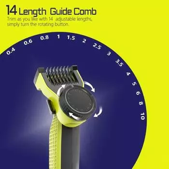 Регулируемая направляющая расческа на 14 длины для Philips One Blade QP2520 QP2530 QP2620 QP2630, электрический триммер, насадка для бритвы, позиционирующая расческа, чистка зелёный