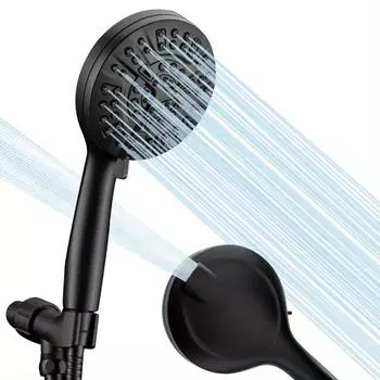 Регулируемая насадка для душа, 8 + 2 функции, с ручной насадкой для душа высокого давления, черный набор для ванны, аксессуары для ванной комнаты для чистки домашних животных чёрный