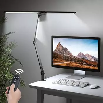 Регулируемая настольная лампа с зажимом, двойной поворотный кронштейн, Architect, настольные лампы, 4 цвета, пульт дистанционного управления, складной гнущийся кронштейн для домашнего офиса, ежедневного использования