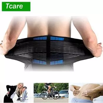 Регулируемая неопреновая поясничная опора Tcare с двойным натяжением, нижний бандаж, облегчение боли, пояс S-6XL, большие размеры, уни-пояс на спине