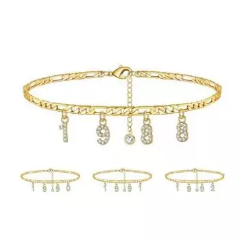 Регулируемая ножная цепочка из сплава, ювелирный браслет на день рождения, номер года 1988-1996