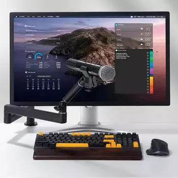 Регулируемая ножничная микрофонная стойка с подвесом для студий радиовещания, видео, студий озвучивания, сцены чёрный