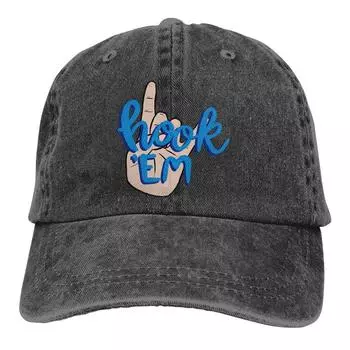 Регулируемая однотонная бейсболка Hook Em Vikes Washed Cotton Sports Woman Hat Adjustable серый