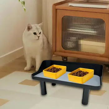 Регулируемая подставка для миски для домашних животных, приподнятый столик для кормления собак, переносные принадлежности для еды и воды чёрный
