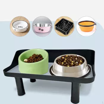 Регулируемая подставка для мисок для домашних животных, поилка для кошек и собак, подставка для мисок для кошек, маленькая чёрный