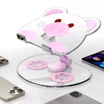 Регулируемая подставка для планшета, держатель на 360 градусов, вращающаяся подставка, устойчивый планшет, телефон, складной портативный с подставкой, силиконовый протектор розовый