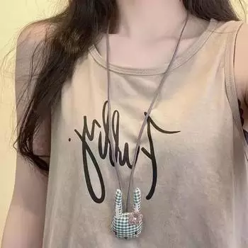 Регулируемая подвеска на цепочке, плюшевое животное, женское ожерелье, милое тканевое ожерелье, для девочки 2