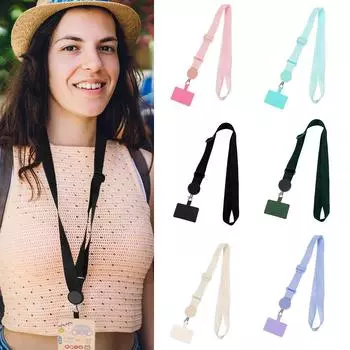 Регулируемая подвесная часть для мобильного телефона, фиксированная шейная веревка для подвешивания карт, универсальный ремешок для iPhone, Xiaomi, Samsung, длинный ремешок для мобильного телефона чёрный