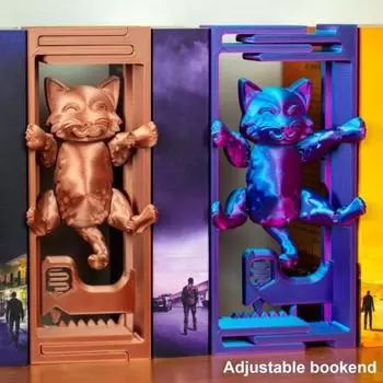 Регулируемая подвесная подставка для книг в виде кота, противоскользящая, прочная, для домашнего офиса, настольная книжная полка, декоративная подставка для книг в виде кота, украшение, подарок любителю кошек коричневый